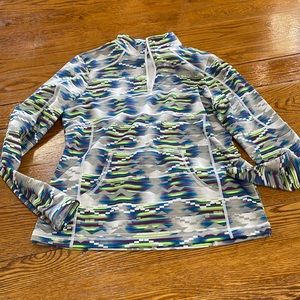 Fila Sport athletic pullover, zip front. Green, blue and purple. Size Large.